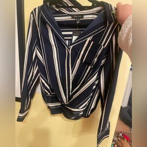 New look tie front striped button down blouse NWT